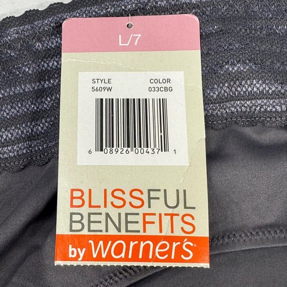 Blissful Benefits By Warner's Women's Size 7 Large Panty Lace Hipster Gray New - Picture 5 of 8